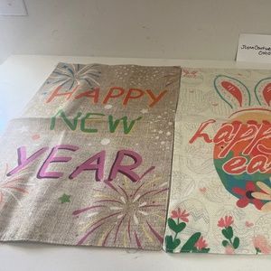 NEW 2 Easter Spring Garden Flag, Bunny Garden Flag, New Years garden Flag NEW